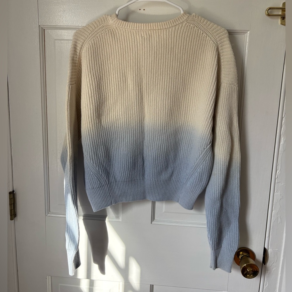 Reformation Winnie Crewneck Sweater in Parisian Blue Dip Dye Ombré Sz Small (S) - Picture 6 of 14
